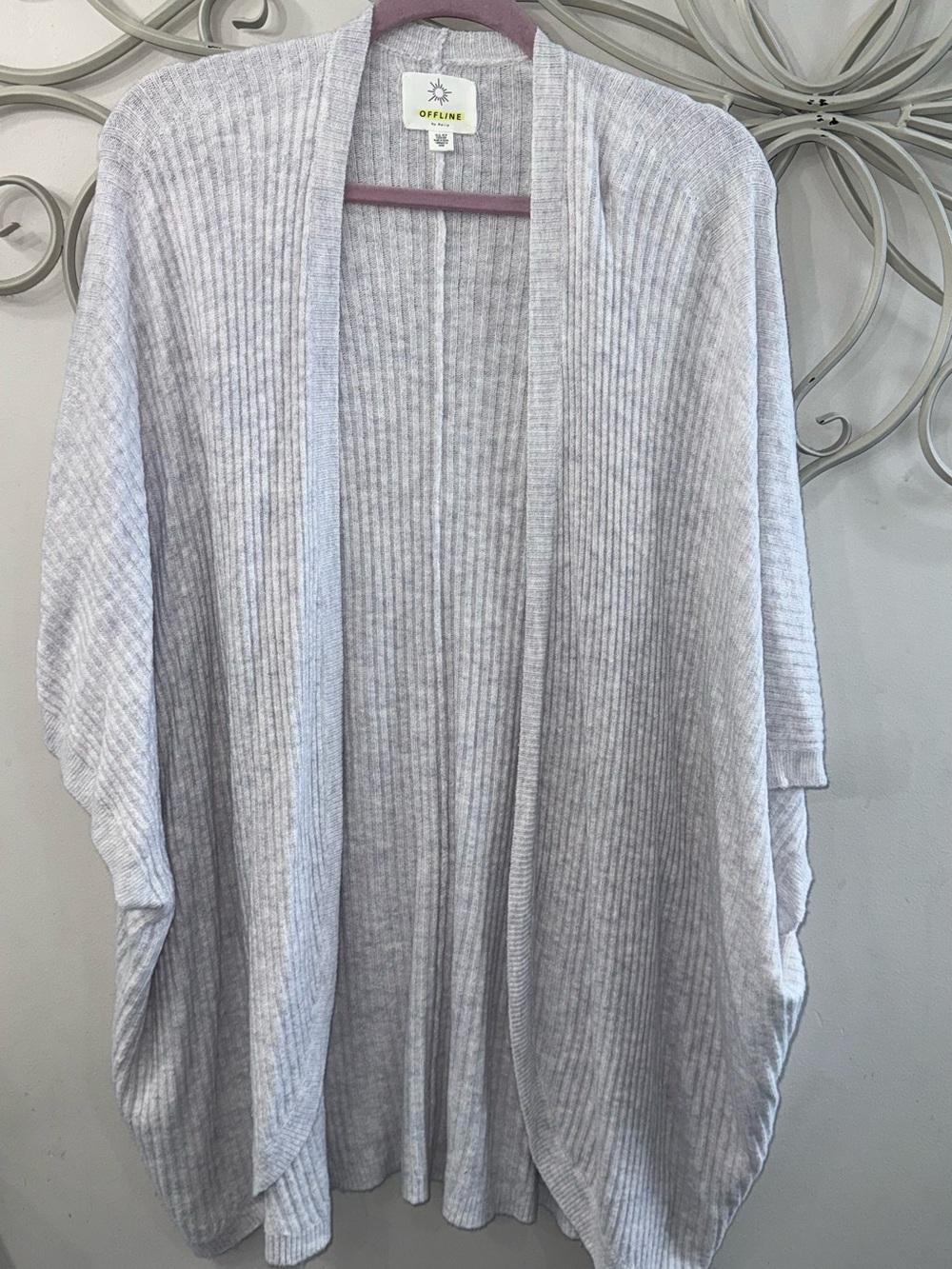 OFFLINE Light Gray Ribbed Open Cardigan